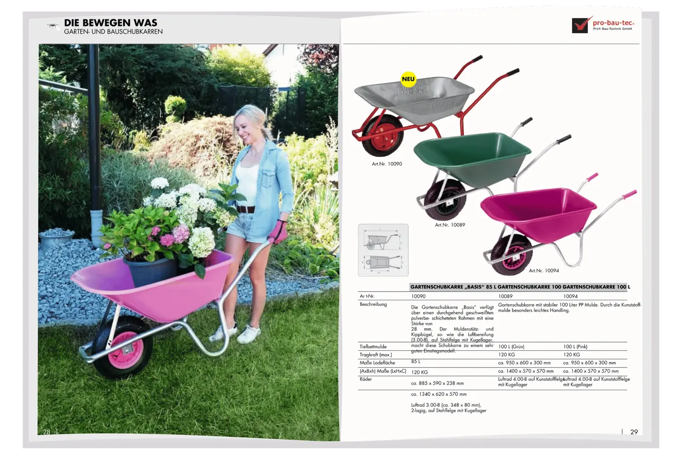 Der Gesamtkatalog aufgeschlagen, Doppelseite Garten- und Bauschubkarren